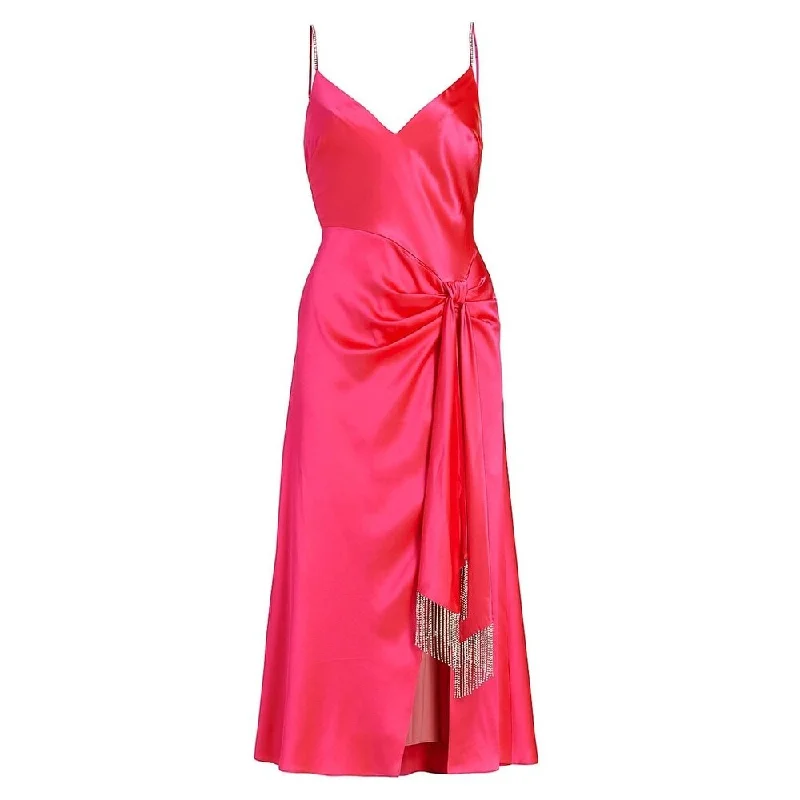 women's midi dressesCinq a Sept Women's Kalena Silk Embellished MIDI Dress Pink Size 0