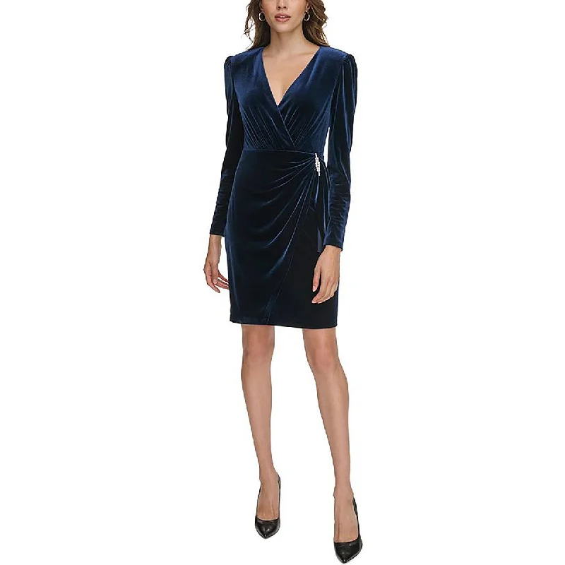 women's tall dressesJessica Howard Womens Velvet Mini Wrap Dress