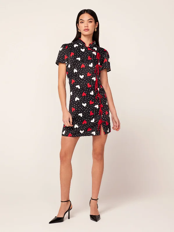 Empire DressHarlow Red Heart Print Mini Dress