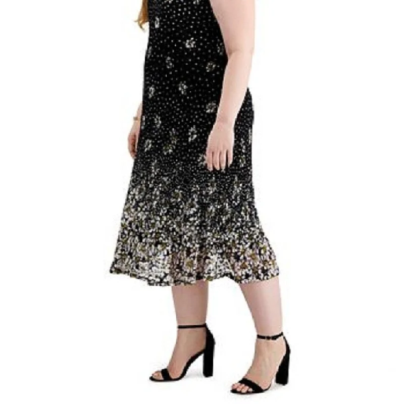 women's beach dressesRobbie Bee Women's Embroidered Midi Dress Black Size 1X