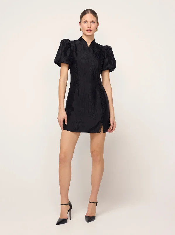 Wedding DressPhilippa Black Moire Mini Dress