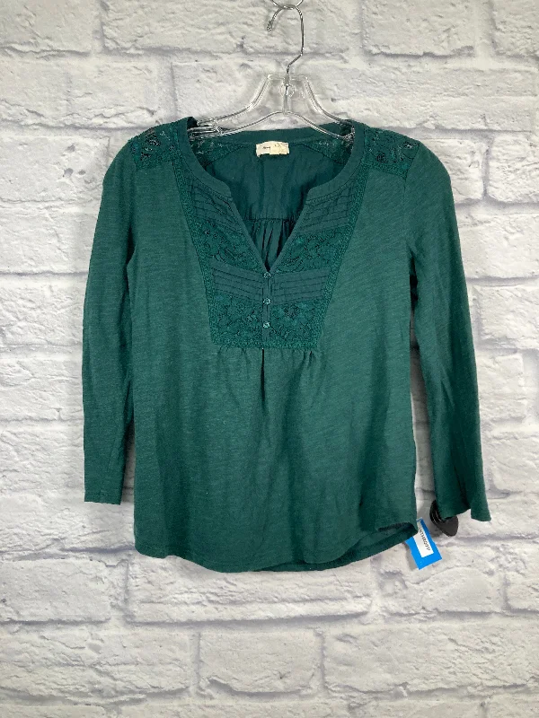 women's tops with sequin embellishmentsTop Long Sleeve By Meadow Rue In Green, Size: Xs