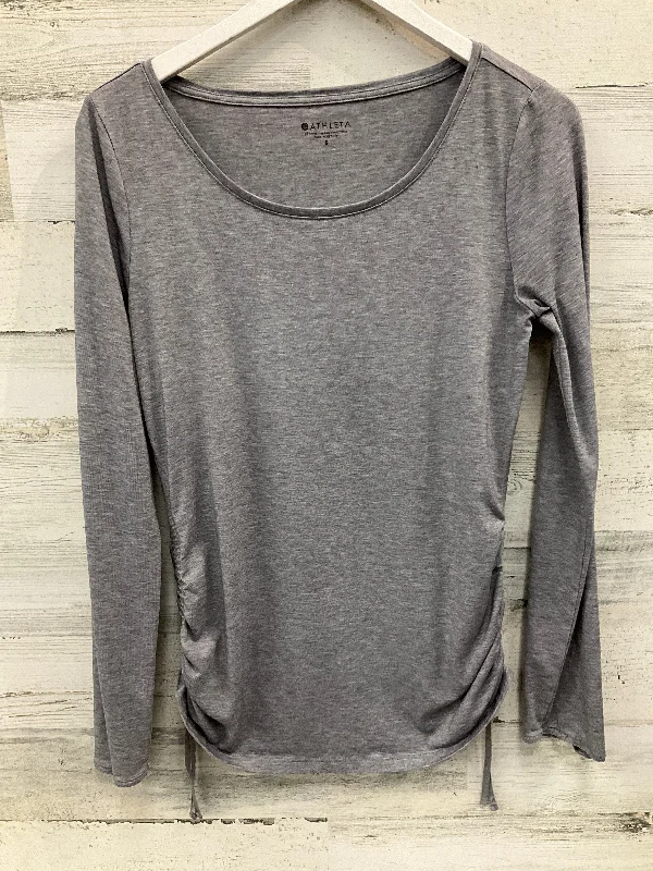 satin women's topsTop Long Sleeve By Athleta In Grey, Size: S