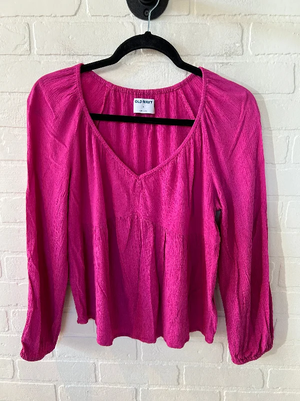 women's tops for business casual attireTop Long Sleeve By Old Navy In Pink, Size: M