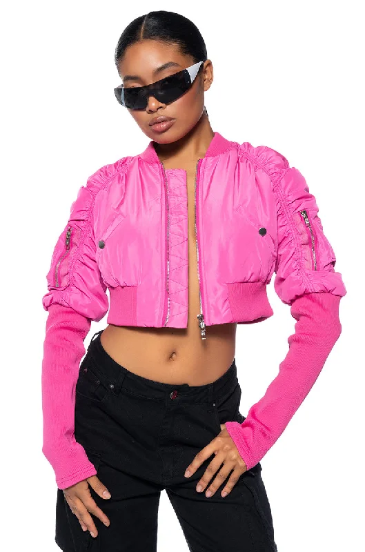 trendy women's coatsBABBS SKINNY ARM BOMBER JACKET