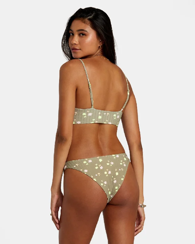 Stretchy Bikini Tops FemaleDecoupage High Leg Bikini Bottoms - Aloe