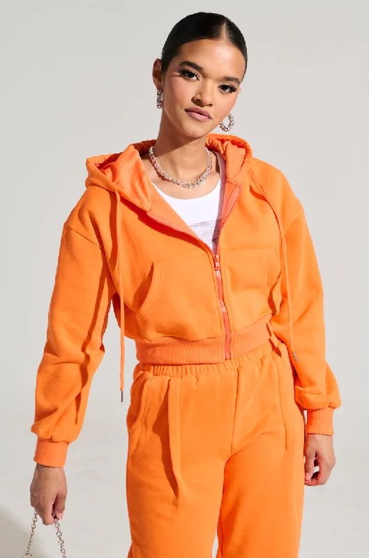 ORANGE CROP ZIP UP SWEATSHIRT