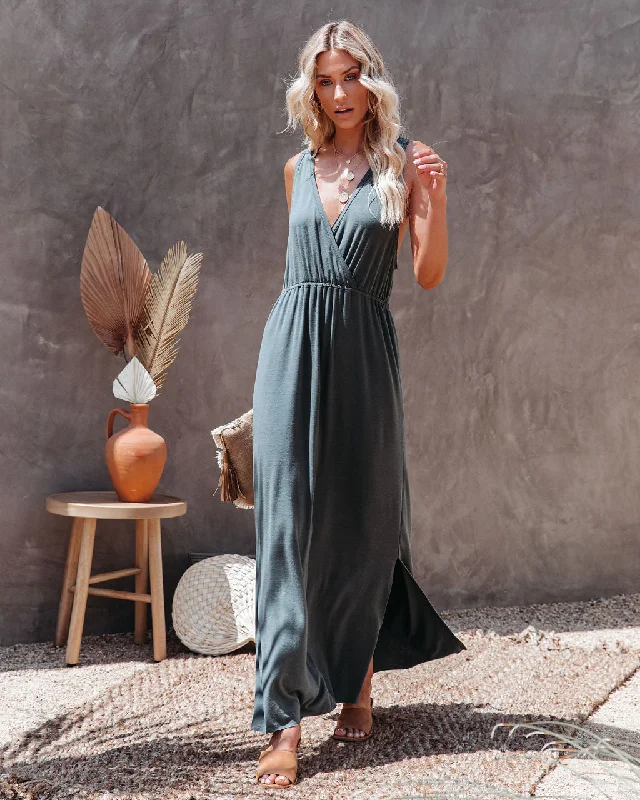 Solid Color DressChoose Wisely Knit Maxi Dress - Olive