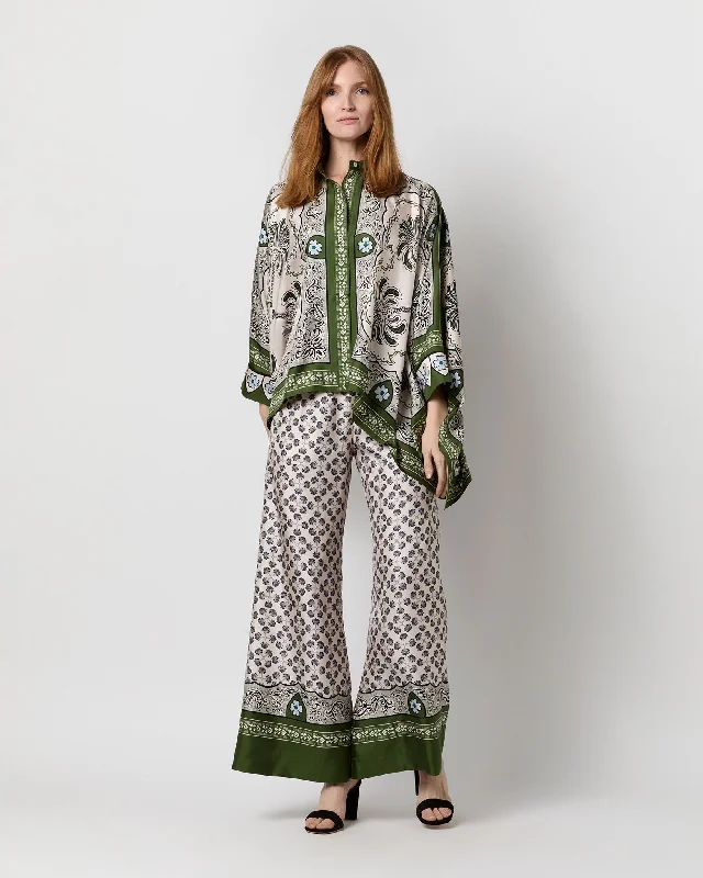 women's tops for those who want to stay cool and chic during warmer weatherFoulard Shirt in Green Mirage Placée Silk Twill