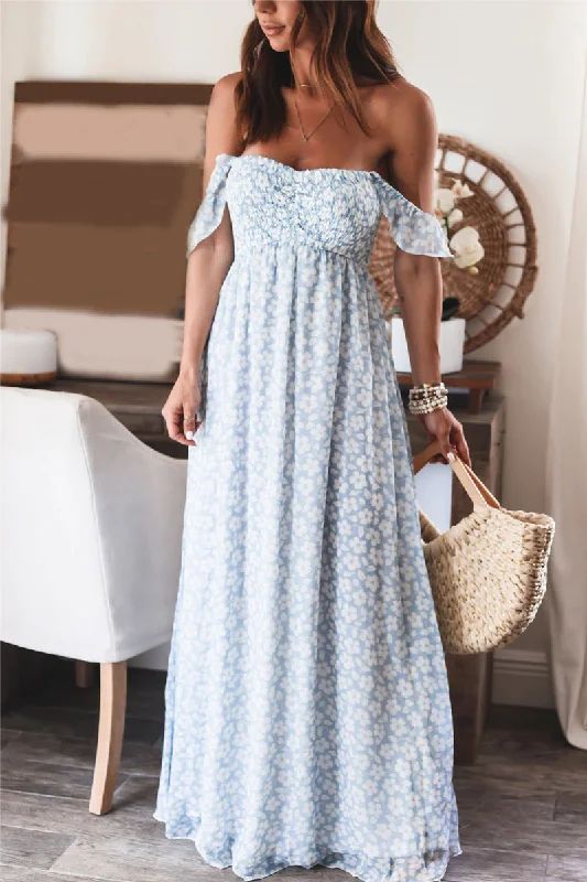 Ruffled Hem DressCliffie Floral Smocked Maxi Dress