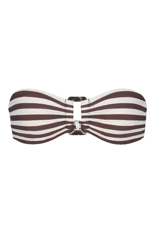 Tankini Female SwimwearTortoise Bandeau Bikini Top In Espresso Even Stripes