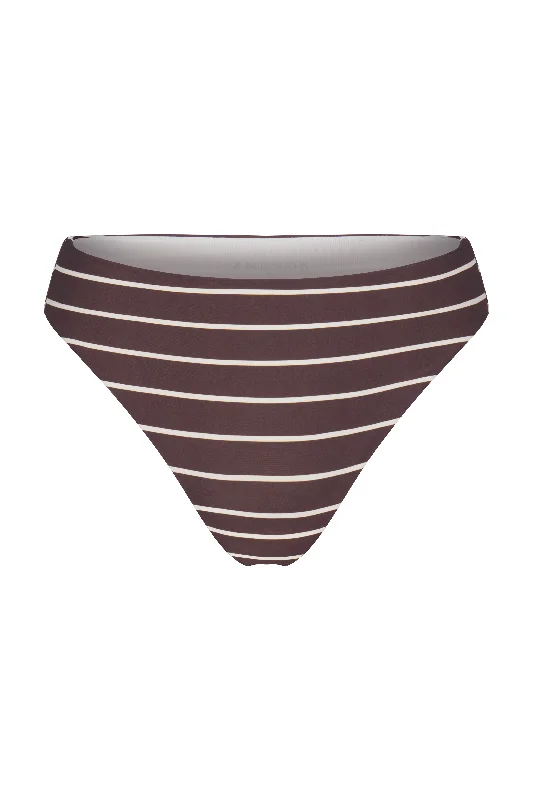 Triangle Bikini FemaleMidi High-Cut Bikini Bottom In Espresso Odd Stripes