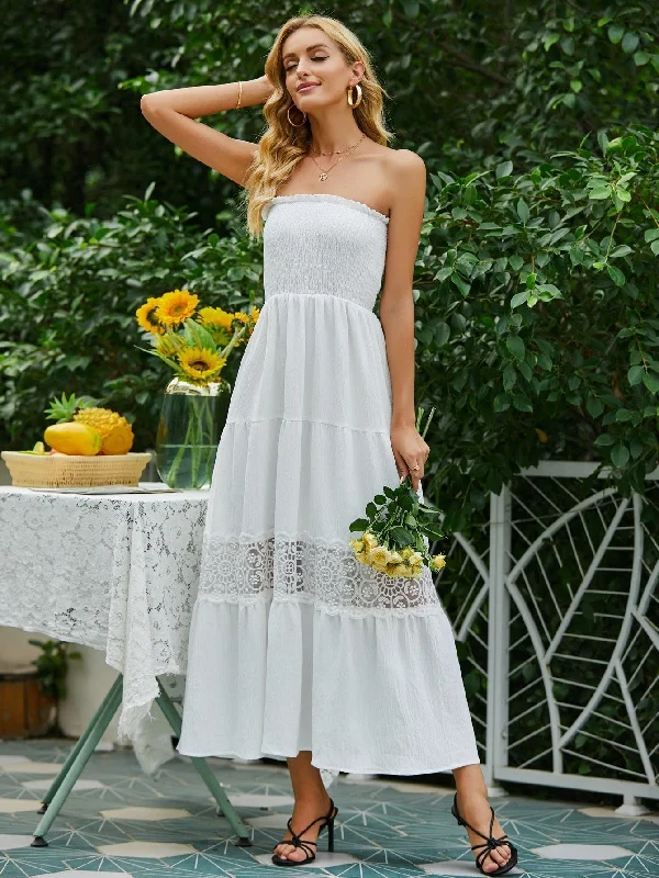 Skater DressClemente Strapless Crochet Maxi Dress