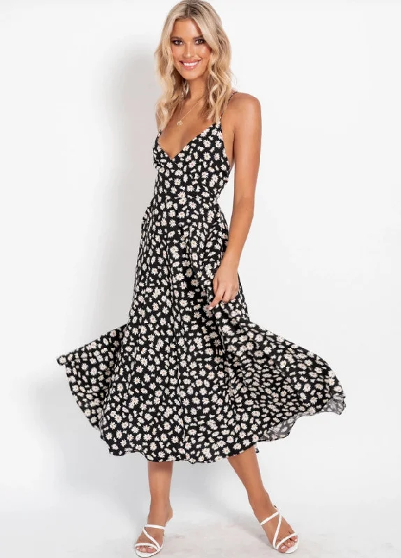 Jersey DressTorrie Polka Dot Tie Front Maxi Dress - Black - FINAL SALE