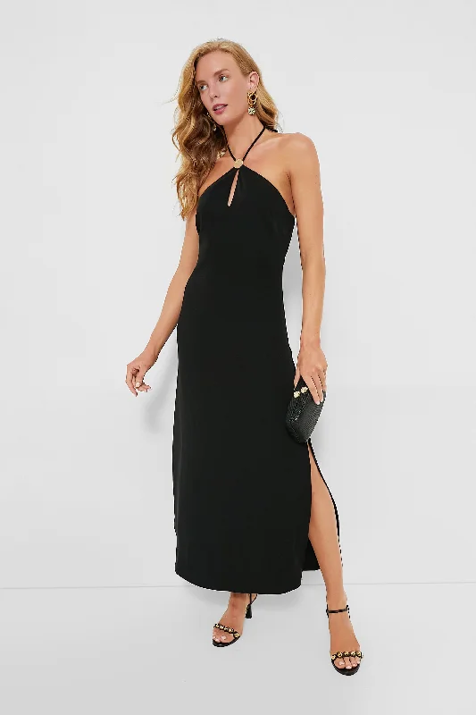 Ribbon DressBlack Halter Neck Hannah Maxi Dress