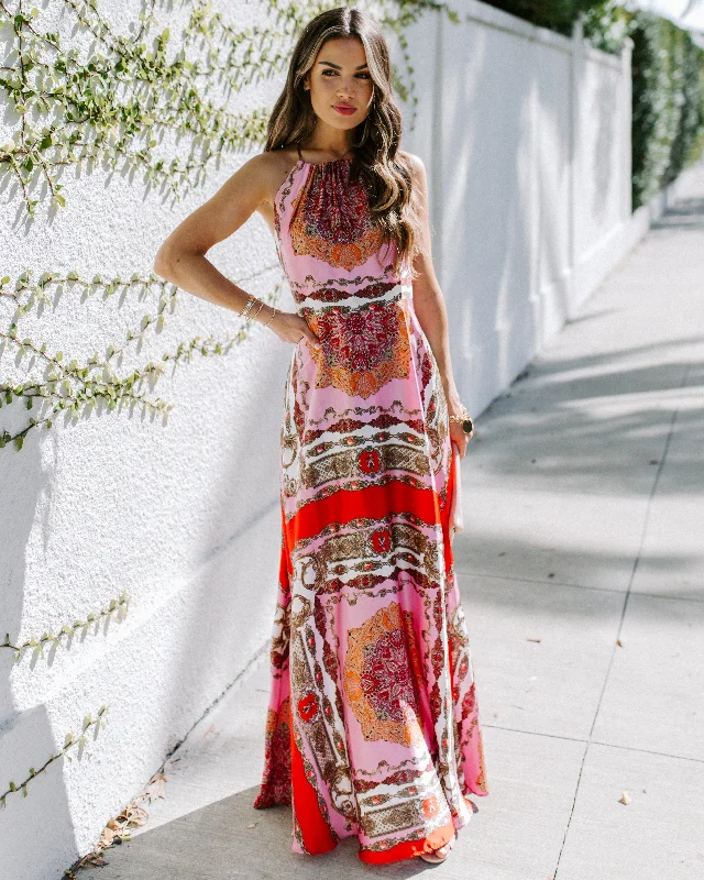 Empire DressPREORDER - Reina Printed Halter Maxi Dress