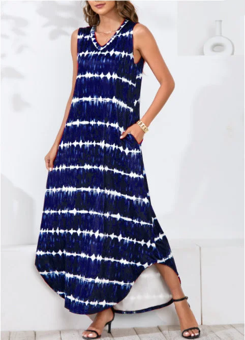 Party DressPowell Striped Adjustable Maxi Dress - Navy