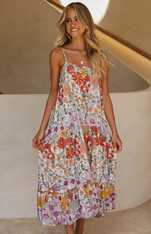 women's bell-sleeved dressesTrue Story Tiered Boho Maxi Dress