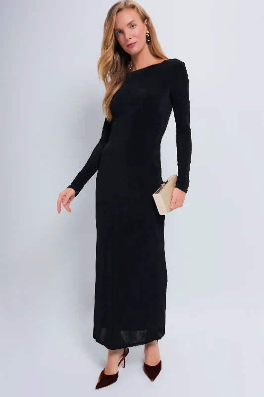 women's glam dressesBlack Luna Long Sleeve Maxi Dress