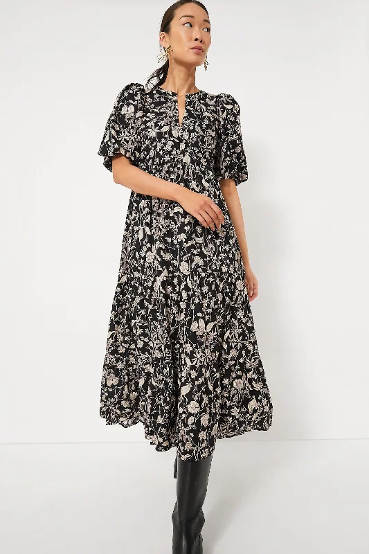 Bell-Sleeve DressBlack & Tan Floral Cisco Maxi Dress