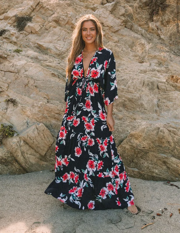 Cold-Shoulder DressKaydence Floral Kimono Tie Maxi Dress - FINAL SALE