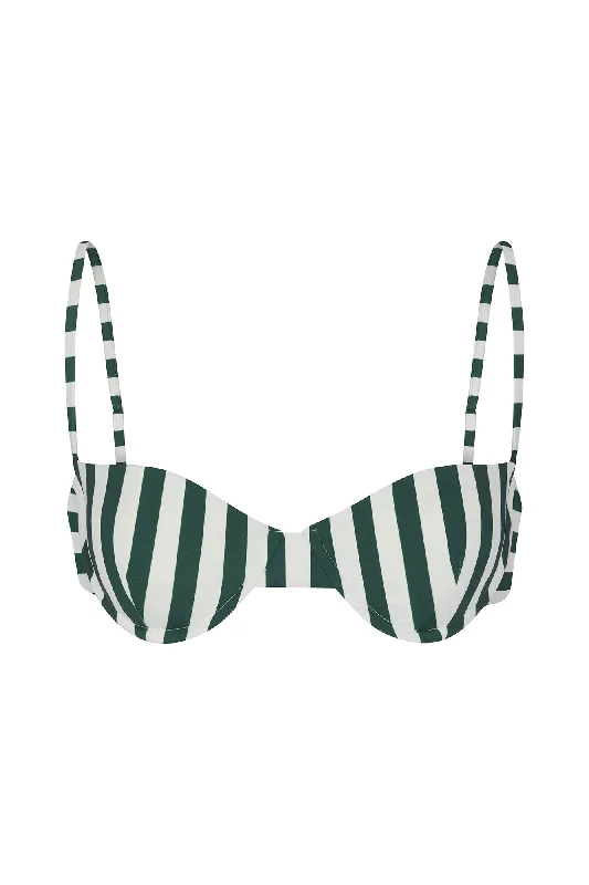 Trendy Female SwimwearBalconette Underwire Bikini Top in Green Vertical Stripes