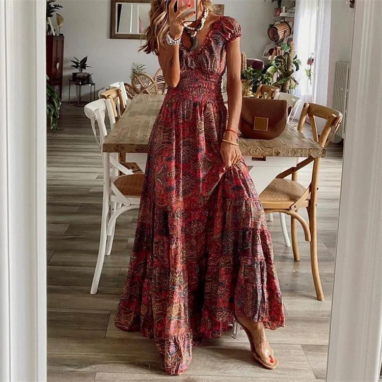 women's vacation dressesTurned Season Smocked Puff Sleeve Maxi Dress - FINAL SALE