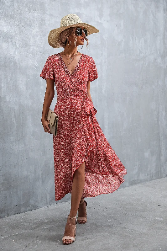 Scoop-Neck DressKnox Paisley High Low Ruffle Maxi Dress - FINAL SALE