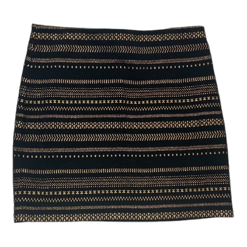 women's knitted mini skirts for casual wearBlack & Gold Skirt Midi Express, Size M