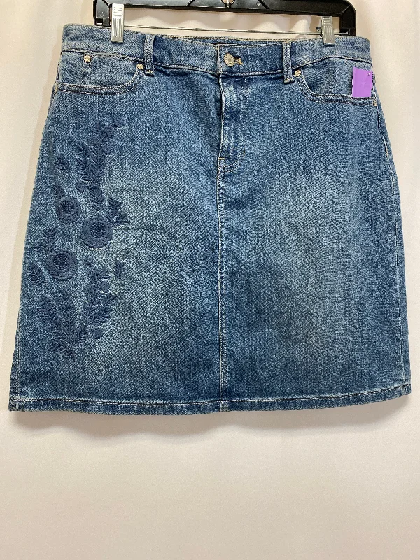 women's elastic-waisted skirts for pregnancyBlue Denim Skirt Midi Talbots, Size 10petite