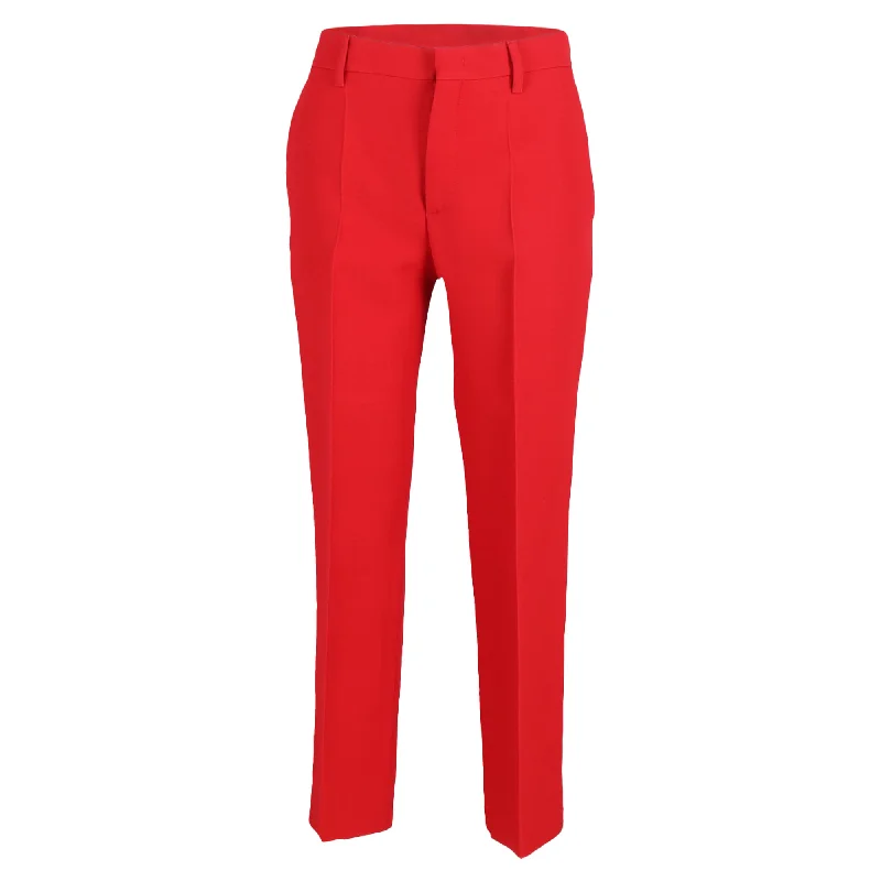 women's casual pantsPrada Straight Trousers in Red Wool