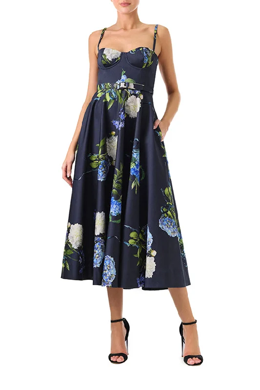 women's stretch dressesCorseted Floral Dress