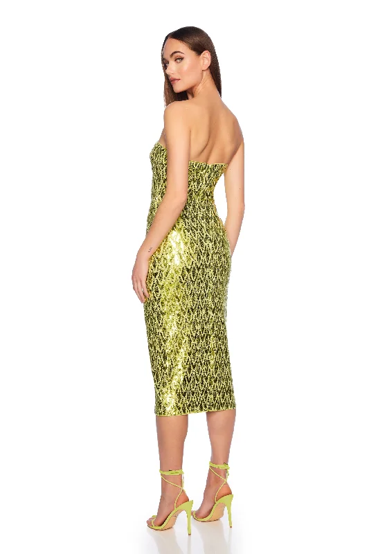 women's bespoke dressesfeather sequin tube dress 30"