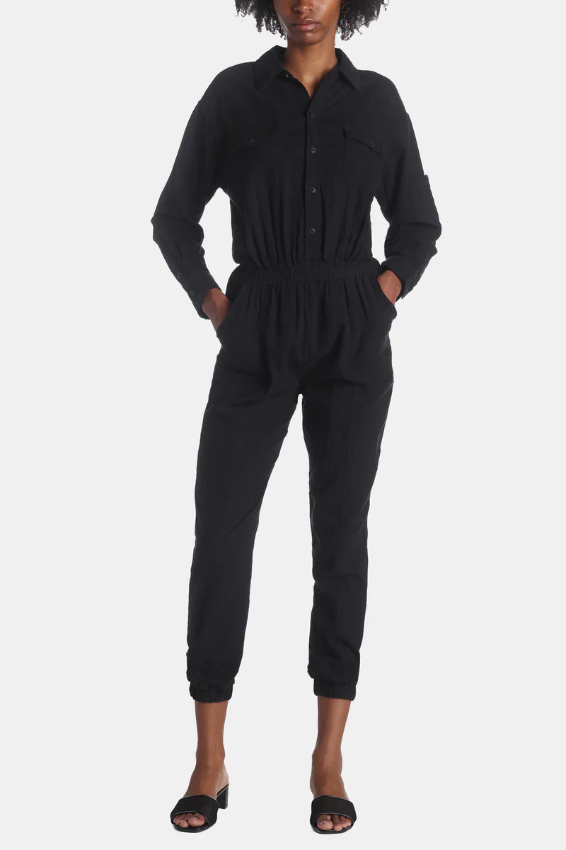 women's luxury dressesGauze Washed Jumpsuit | Black