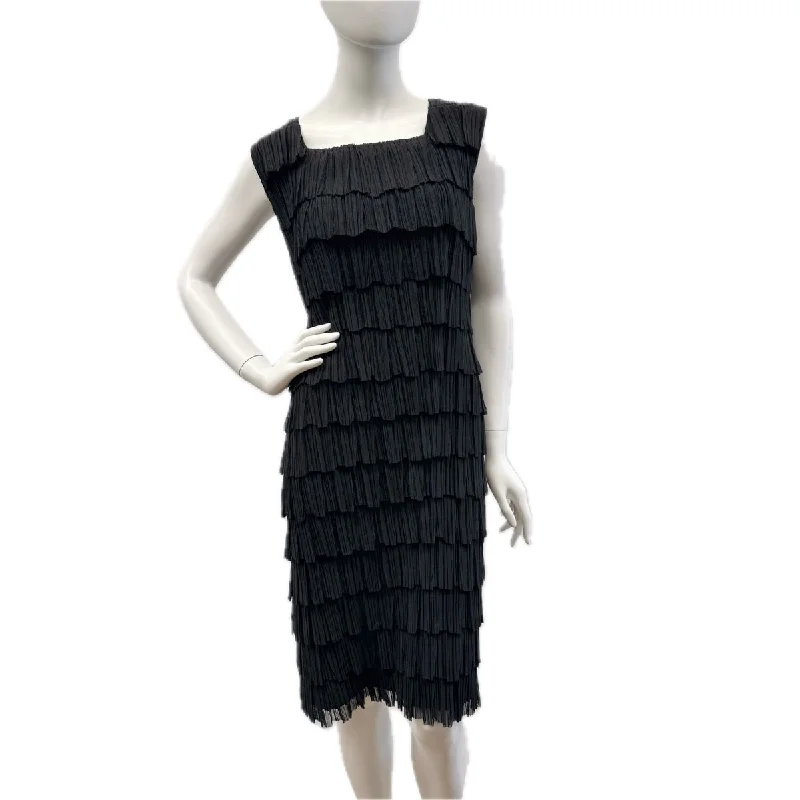 women's wrinkle-resistant dressesIssey Miyake Sleeveless Pleated Tiered Dress