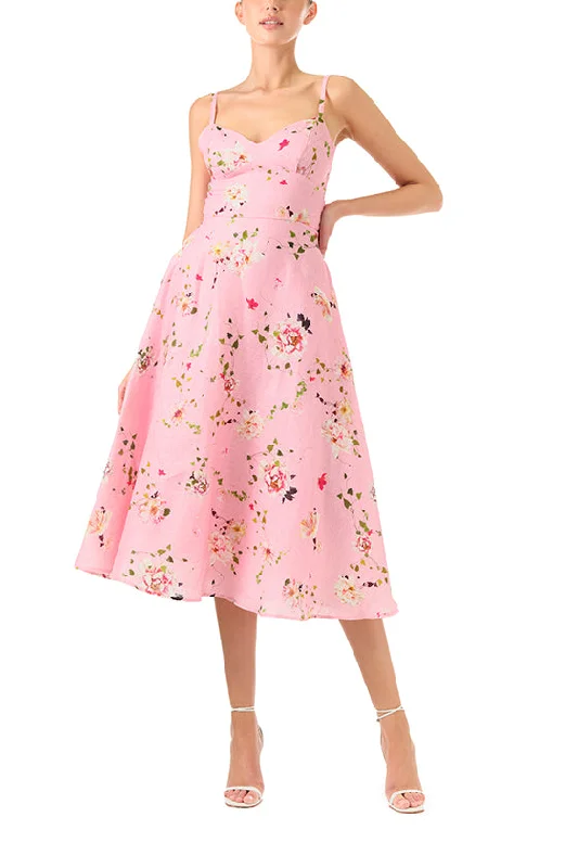 women's floral dressesLinen Floral Cocktail Dress