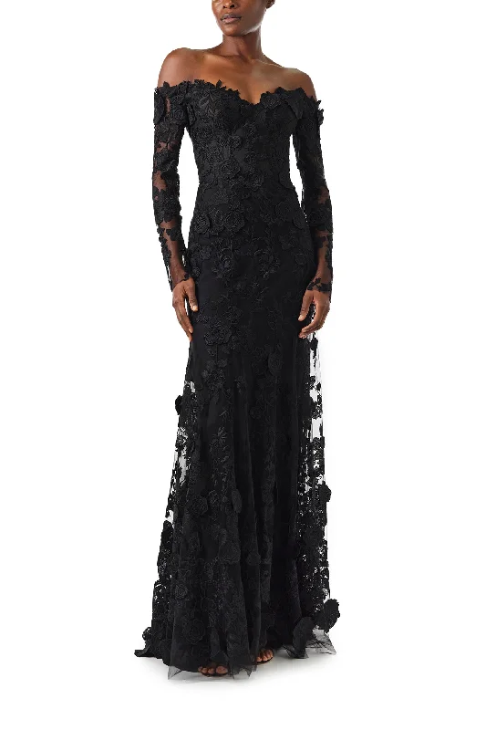 women's lace dressesOff-The-Shoulder Lace Trumpet Gown