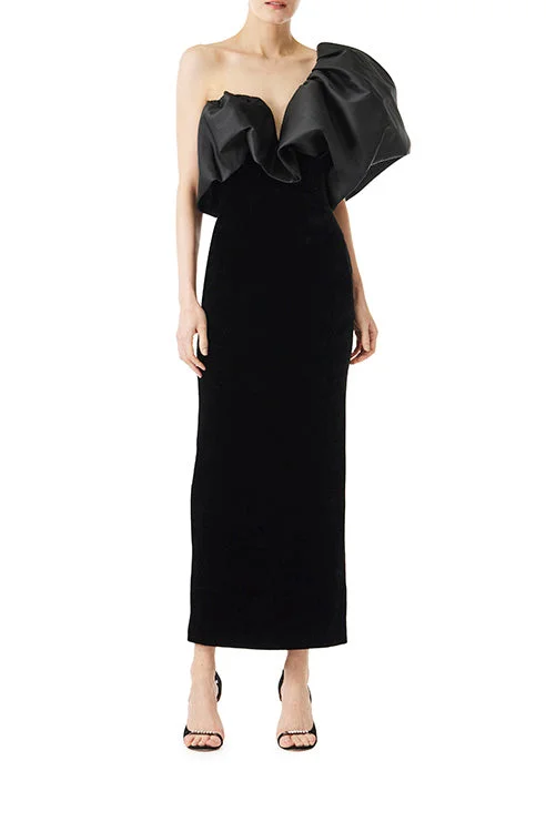 women's cocktail dressesOne Shoulder Puff Sleeve Dress