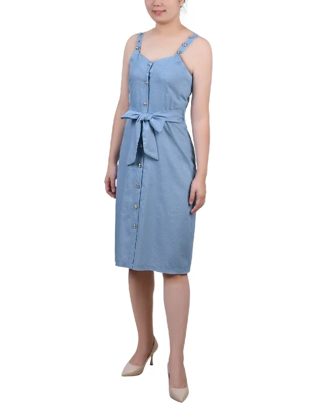 women's club dressesPetite Sweetheart Neck Chambray Sundress