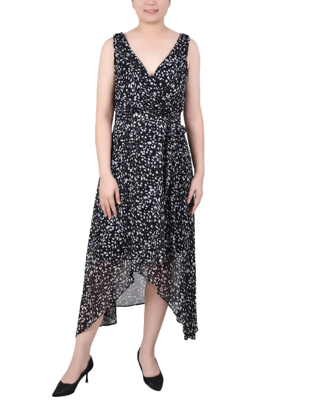 Silk DressPetite Sleeveless Wrap Chiffon Dress