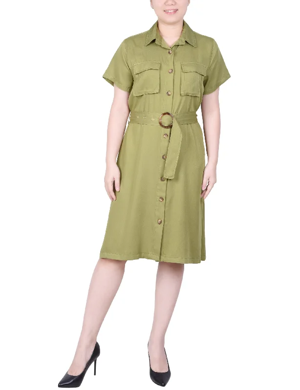 Off-The-Shoulder DressPetite Short Sleeve Safari Style Dress