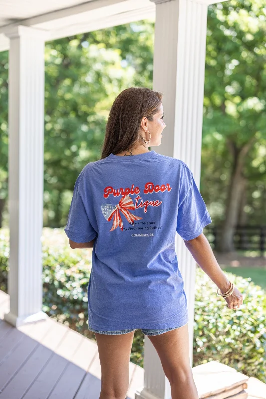 Neon DressPurple Door Boutique Blue Patriotic Tee