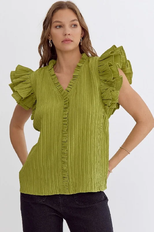 Knit DressRuffled Promises Avocado Textured Top