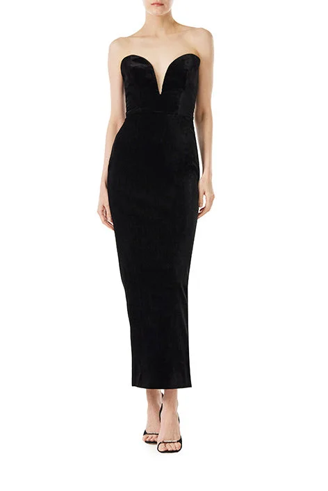 women's designer dressesStrapless Velvet Cocktail Dress