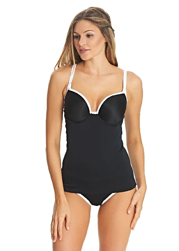 women's tops for everyday eleganceFreya Womens Back to Black Deco Underwired Moulded Tankini