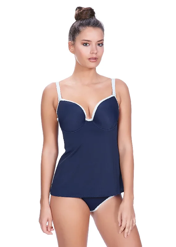 women's tops for fashion-conscious professionalsFreya Womens In The Navy Deco Underwire Moulded Tankini Top