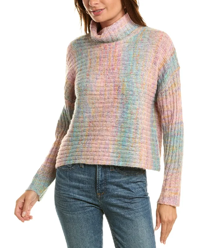 Discounted High-Quality Wool Sweaters525 America Lizzie Spacedye Rib Turtleneck Wool-Blend Pullover