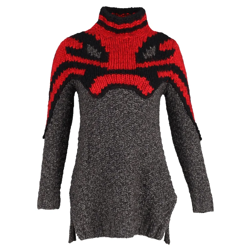 Wholesale Chunky SweatersCeline Phoebe Philo Pre-Fall 2010 Abstract Knit Sweater Dress in Red and Grey Wool