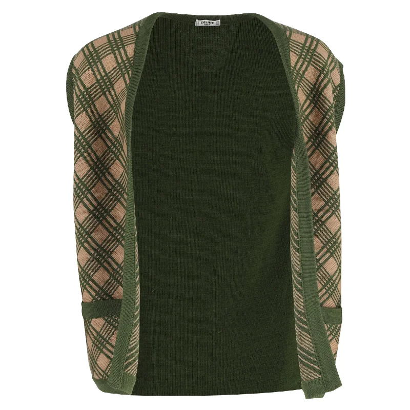 Cashmere Children's SweatersCeline Printed Vest in Olive Wool