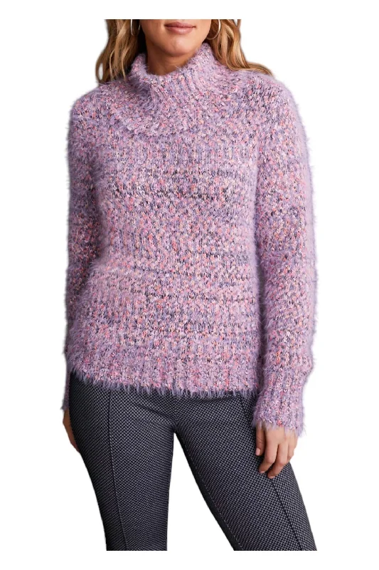 Wool SweatersCowl Neck Eyelash Sweater In Orchid